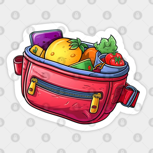 Fruit Filled Fanny Pack Belt Bag Athletic Trainer Sticker by AstroWolfStudio